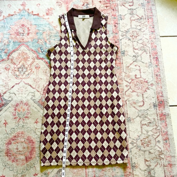 Madden Girl Argyle Sleeveless Mini Dress - Brown and Cream - Picture 3 of 8